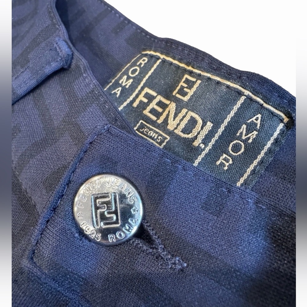 Vintage Fendi Roma Amor Zucca Monogram Navy/ Black Pants - Picture 4 of 6